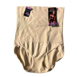 Maidenform Self Expressions Firm Hi-Waist‎ Brief XL Beige Tan NEW with Tags